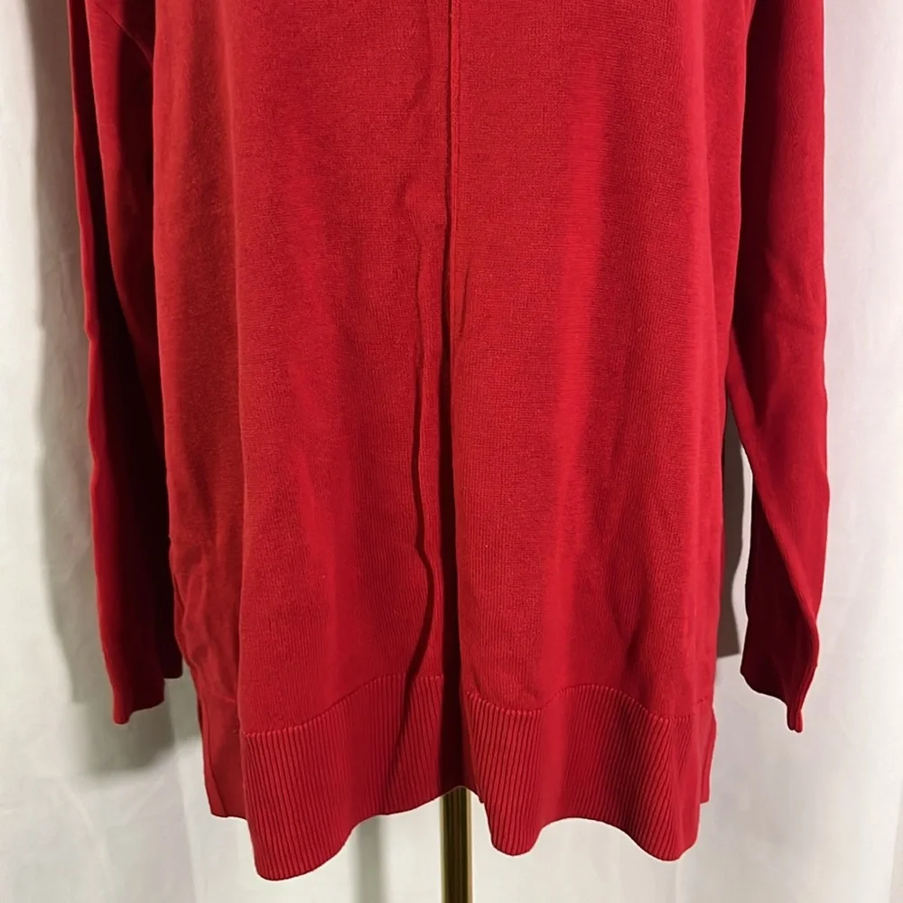 NWT Karen Scott Red Front Seam Mock Neck Cotton Sweater